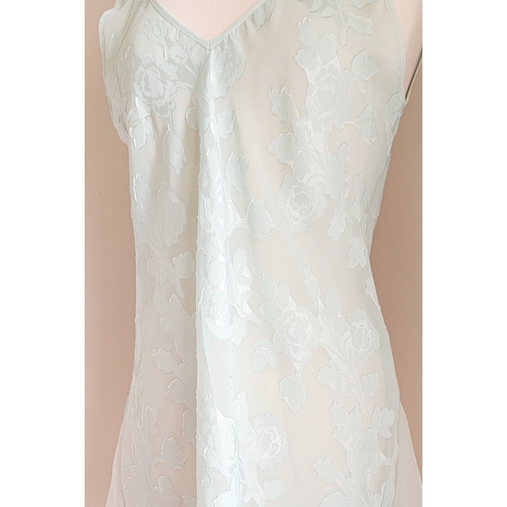 Vintage Sheer Floral Two Piece Robe & Slip Matching Set L.A. Intimates Nightgown - Picture 5 of 16